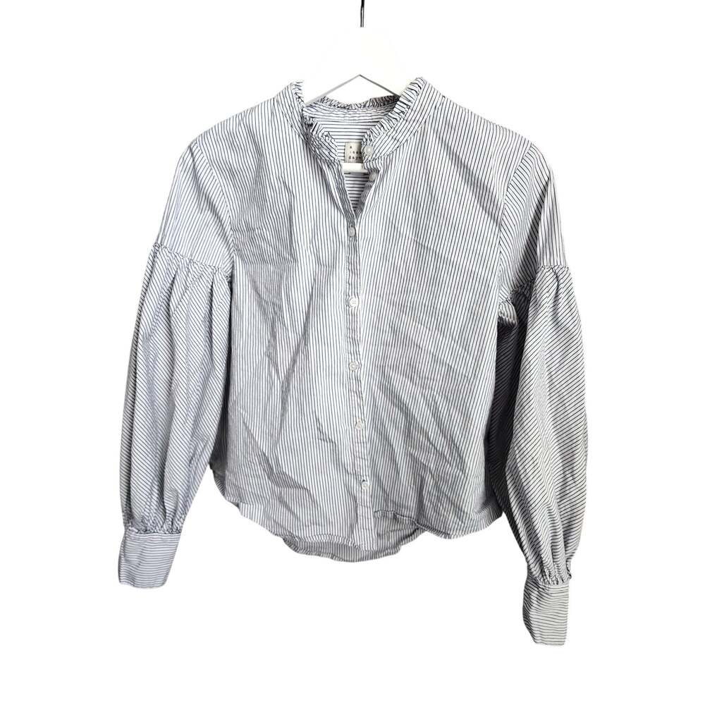 A New Day Blue & White Striped Button Down Shirt Size M